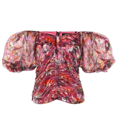 Shop Isabel Marant Orval Floral Lamé Top In Pink