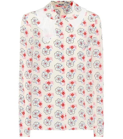 Shop Miu Miu Floral Silk Blouse