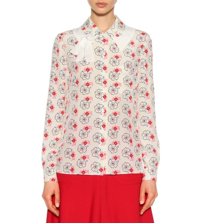 Shop Miu Miu Floral Silk Blouse