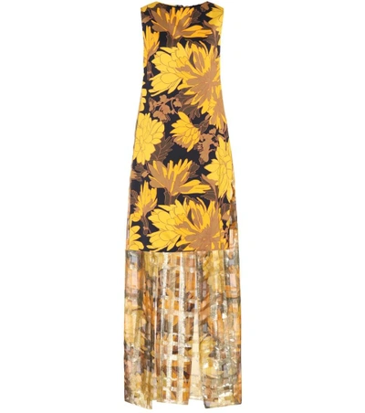 Shop Dries Van Noten Floral Cape Dress In Yellow