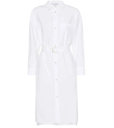Shop Max Mara Belted Cotton Shirt Dress In White