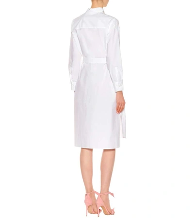 Shop Max Mara Belted Cotton Shirt Dress In White