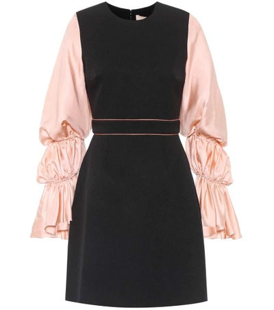 Shop Roksanda Silk-blend Blouson Sleeve Dress In Black