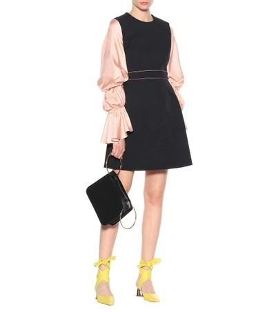 Shop Roksanda Silk-blend Blouson Sleeve Dress In Black