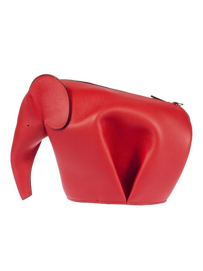 Shop Loewe Elephant Shoulder Bag In Red