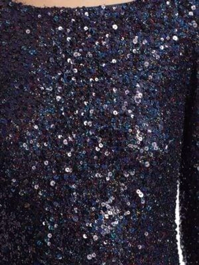 Shop Naeem Khan Irredescent Sequined Gown In Navy