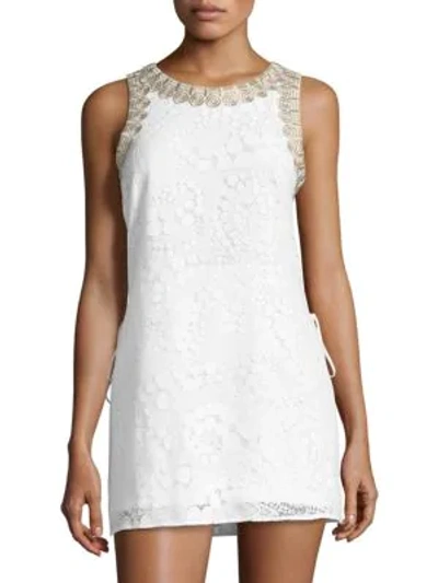 Shop Lilly Pulitzer Donna Embroidered-trim Lace Romper In Resort White