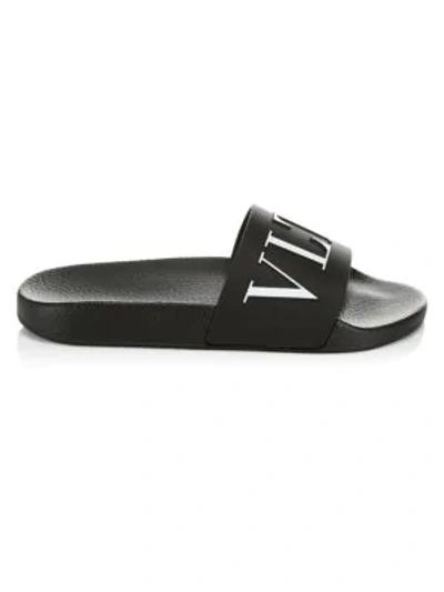 Shop Valentino Vltn Pool Slides In Black