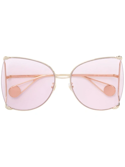 Shop Gucci Eyewear Oversized Frame Sunglasses - Pink In Pink & Purple