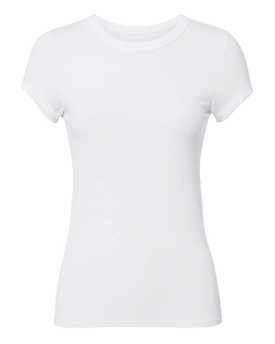 Shop Enza Costa Cap Sleeve Rib White T-shirt