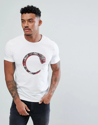 Cavalli Class T-shirt In White With Snake Logo - White | ModeSens