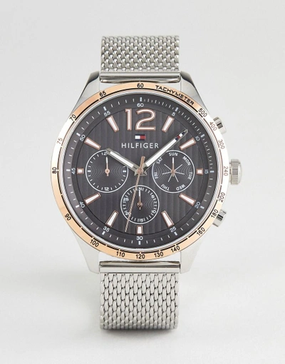 Shop Tommy Hilfiger 1791466 Chronograph Mesh Watch In Silver 46mm - Silver