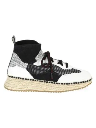 Shop Alexander Wang Dakota Sporty Knit Espadrille In Black White