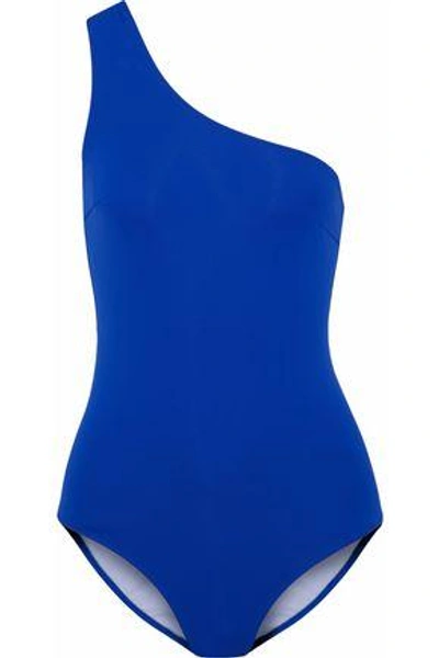 Shop Iris & Ink Woman One-shoulder Swimsuit Cobalt Blue