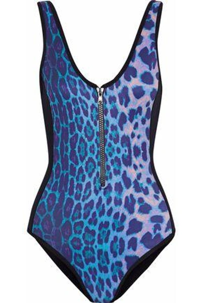 Shop Duskii Woman Paneled Leopard-print Neoprene Swimsuit Multicolor