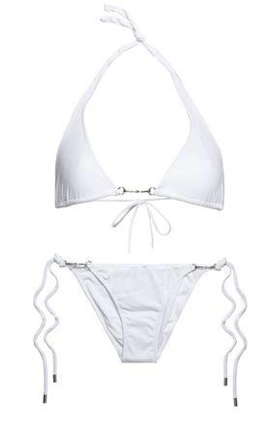 Shop Melissa Odabash Woman Embellished Triangle Bikini White