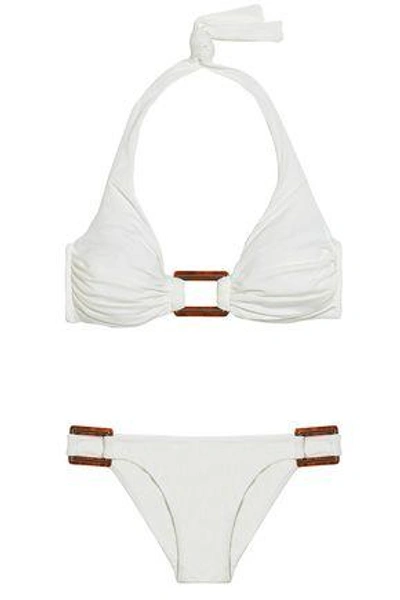 Shop Melissa Odabash Woman Paris Ruched Halterneck Bikini White