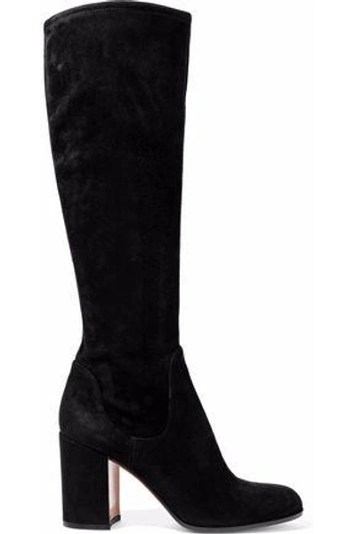Shop Gianvito Rossi Woman Suede Knee Boots Black