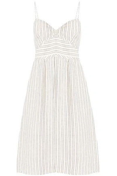 Shop Theory Woman Striped Linen Dress Off-white