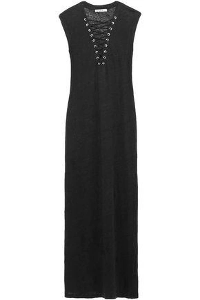 Shop Iro Woman Lace-up Slub Linen-jersey Maxi Dress Black