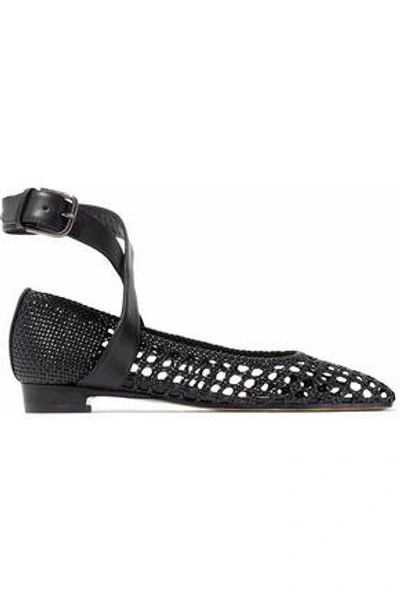 Shop Paul Andrew Woman Smooth And Woven Leather Ballet Flats Black