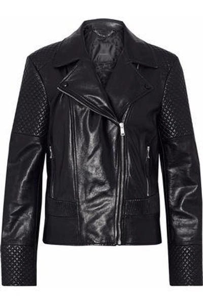 Shop Belstaff Woman Matterlex Leather Biker Jacket Black