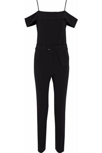 Shop Theory Woman Cold-shoulder Belted Crepe Jumpsuit Black