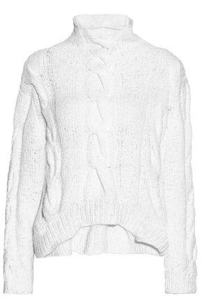 Shop Iro Woman Cable-knit Pima Cotton Turtleneck Sweater White