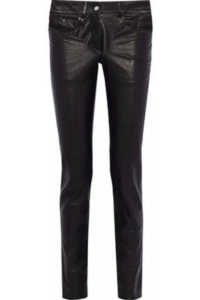 Shop Belstaff Woman Paneled Leather Skinny-leg Pants Black