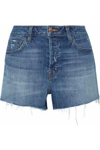 Shop J Brand Woman Distressed Denim Shorts Mid Denim