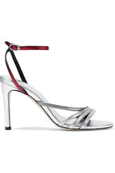 Shop Iro Woman Metallic Two-tone Leather Sandals Silver