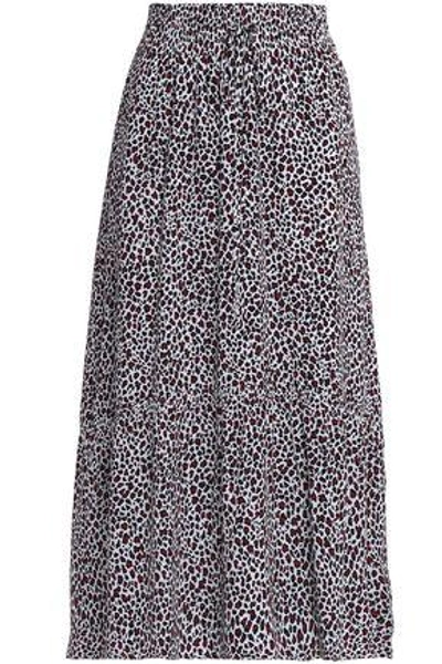 Shop A.l.c Woman Pleated Leopard-print Silk Crepe De Chine Midi Skirt Animal Print