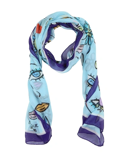 Shop Boutique Moschino Scarves In Sky Blue