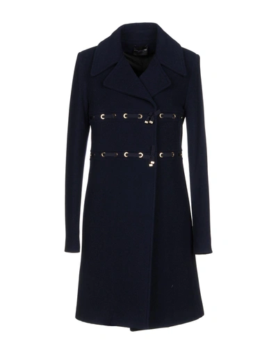 Shop Atos Lombardini Coat In Dark Blue