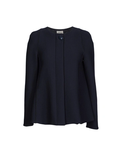 Shop Armani Collezioni Overcoats In Dark Blue