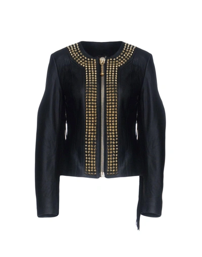 Shop Philipp Plein Leather Jacket In Black