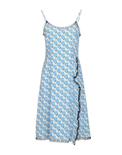 Shop Prada Knee-length Dress In Sky Blue
