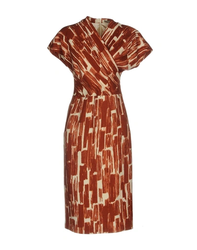 Shop Bottega Veneta Knee-length Dress In Rust