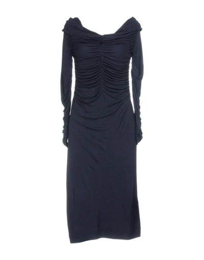 Shop Ferragamo Knee-length Dresses In Dark Blue