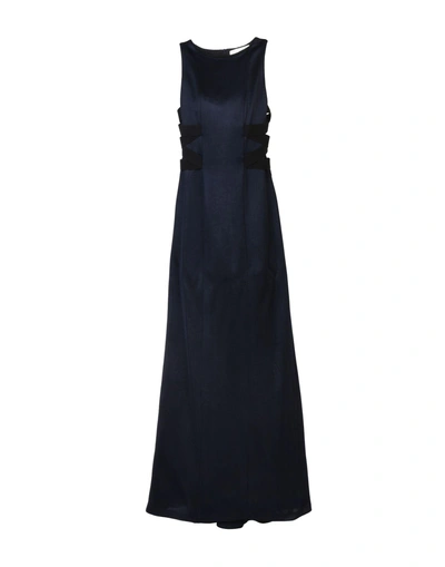 Shop Galvan Long Dresses In Dark Blue