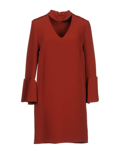 Shop Atos Lombardini Short Dresses In Brick Red