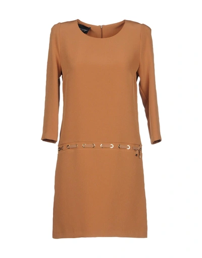 Shop Atos Lombardini Short Dress In Camel