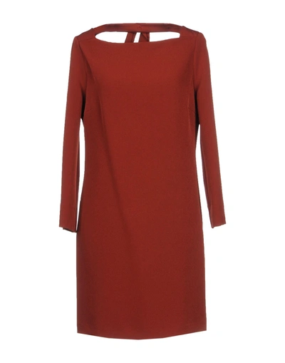 Shop Atos Lombardini Short Dress In Brick Red