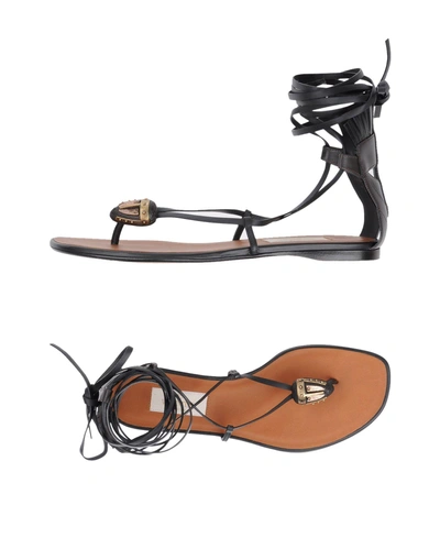 Shop Valentino Toe Strap Sandals In Black