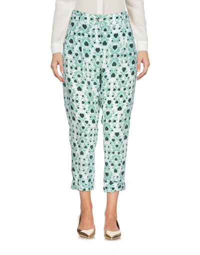 Shop Pinko Cropped Pants & Culottes In Light Green