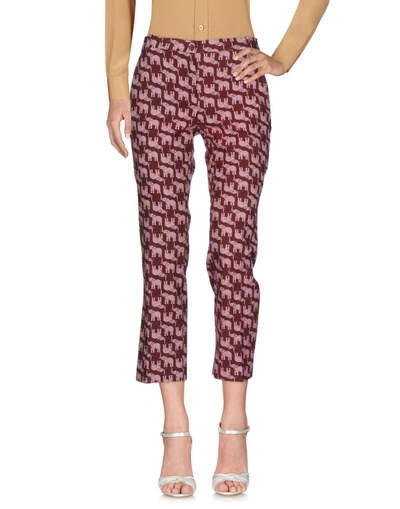 Shop Pinko Cropped Pants & Culottes In Maroon