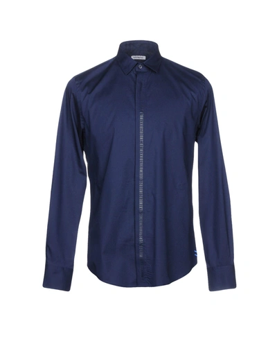 Shop Bikkembergs Man Shirt Blue Size 15 ¾ Cotton, Elastane