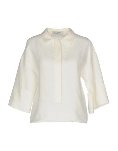 Shop Valentino Linen Shirt In White