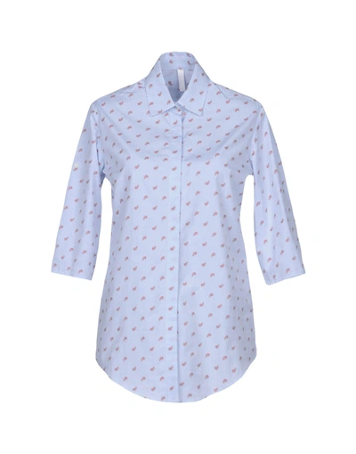 Shop Aglini Patterned Shirts & Blouses In Sky Blue