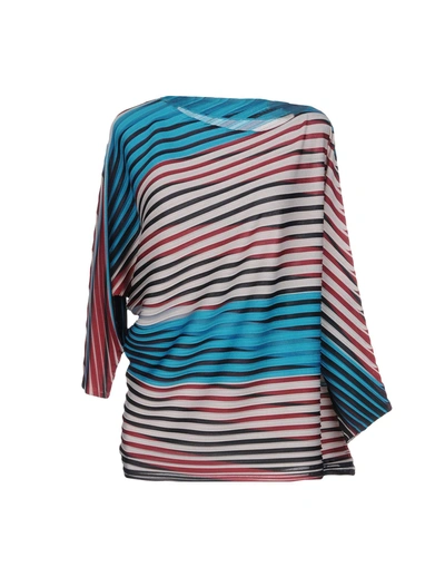 Shop Issey Miyake Blouse In Turquoise